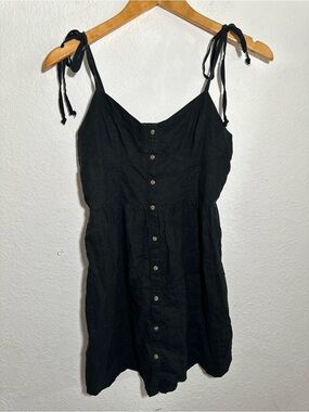 New Aerie Linen Blend Strapless Mini Dress in Black Size Small